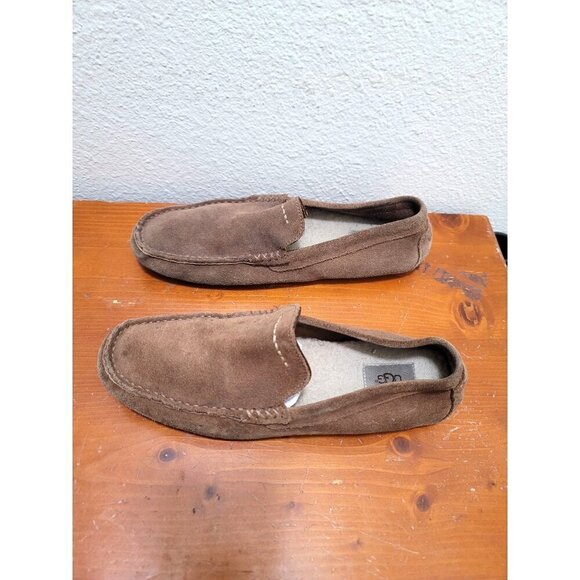 Ugg Mens Brown Suede Slip-On Loafers Slippers Size 9 - Picture 3 of 12